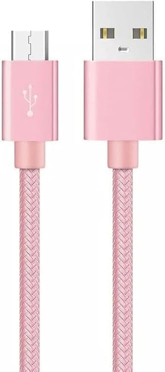 Braided USB Cable Charging Cord/Charger Power Lead Wire Compatible with Asus ZenFone Go ZB450KL / Rose Gold / (2m / 6.6ft)