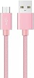 iTechCover Pleciony kabel USB do ładowania/przewód zasilający ładowarki kompatybilny z Yissvic YGH-5230 cyfrowy budzik/różowe złoto / (2 m / 6,6 ft)