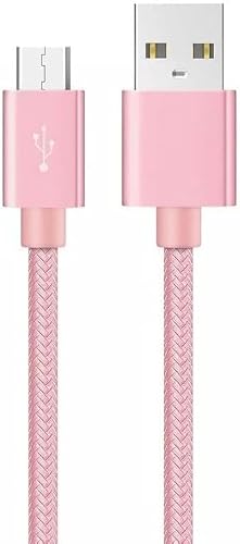 iTechCover Pleciony kabel USB do ładowania/przewód zasilający, kompatybilny z bezprzewodowym głośnikiem Bluetooth XLeader SoundPak, różowe złoto, (3 m / 9.9ft)