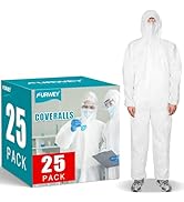 FURWEY 25PACK Disposable Protective Coveralls, Heavy Duty Full Body Painters Suit for Men & Women...