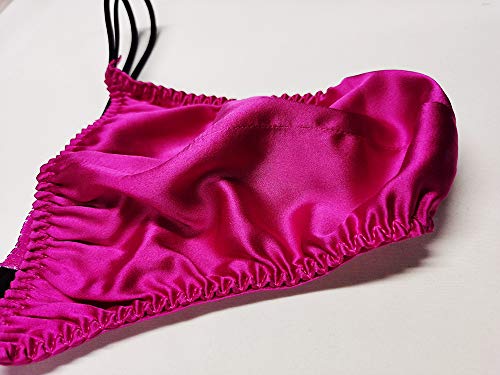 Silriver Men's Silk Satin Thong Pouch T - Back Bikini G-String Underwear (L/Xl, Rose Violet) #TOP2