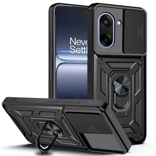 Image of AESTMO Tough Armor OnePlus Nord CE 5 5G Bumper Back Case Cover | Ring Holder & Sliding Camera Shield Cover | 360 Degree Protection Back Case Cover for OnePlus Nord CE 5 5G (Black)