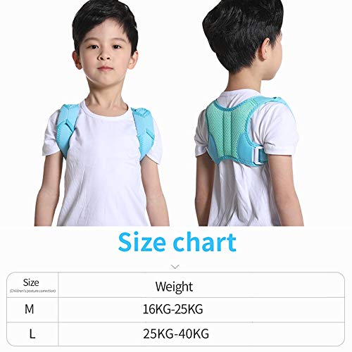 Corrector de Postura Ajustable para niños， cinturón de Soporte de Espalda， corsé ortopédico para niños， Tirantes para la Columna Vertebral， Espalda， lumbares y，Blue-M