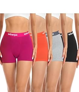 wirarpa Damen Panties Boxershorts Radlerhose Damen Kurze Baumwolle Hosen unter Kleid 3" Schrittlänge 4er Pack Größe XL
