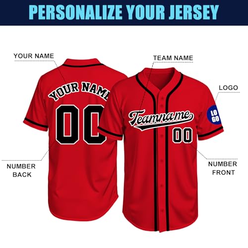 Image of Custom Baseball Jersey Personalized Stitched or Printed Name Number Baseball Shirt Sports Uniform Gifts for Men Women Youth