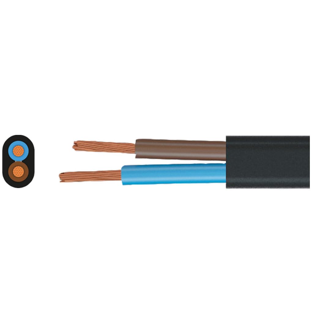 MAS Premium Przewód węża z tworzywa sztucznego (Flat) od 5 do 100 m H03VVH2-F 2X0,75 WS, 2 x 0,75 czarny lub biały, elastyczny kabel do urządzeń (czarny, 100 m)