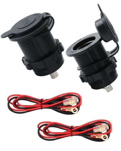2 Piezas Encendedor de Cigarrillos 12 V/24 V DC Toma Mechero de Coche Enchufe para Zócalo del Encendedor de Cigarrillos con Fusible y Cable de Conexión 100 cm para Barcos Coche Motocicletas