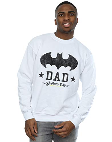 Absolute Cult DC Comics Men's Batman I Am Bat Dad Sweatshirt White X-Large