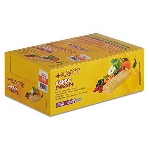 +WATT – Carbo Energy+ – Barre énergétique à base de glucides au goût des fruits pour pré-travail ou pendant l&rsquo;entraînement (Agrumes, boîte 20 pièces)