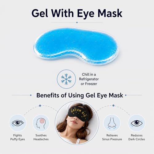Image of Jenna Cotton Print Cute Sleeping Eye Shade Mask Cover For Insomnia, Meditation, Puffy Eyes And Dark Circles With Gel (Black)