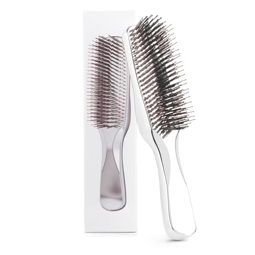 Detangling Hair Brush, Dry and Wet Detangler Hair Brush for Women and Men, Massager Scalp Brush for Straight/Long/Fine Hair, Silver