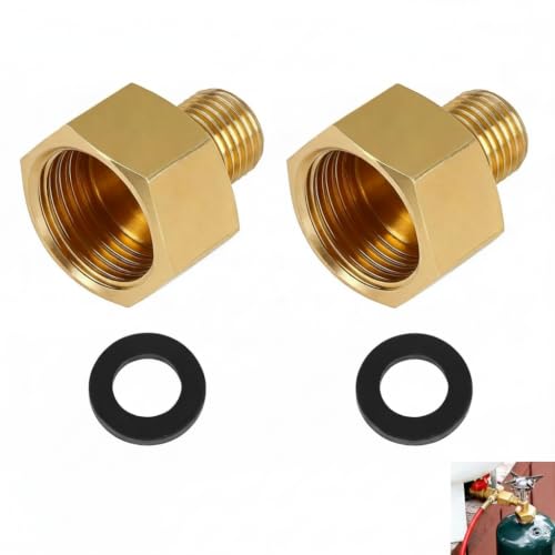 Lot de 2 Raccord Gaz Allemand Français, Adaptateur Gaz G 1/2" Femelle Droite vers G 1/4" Mâle Gauche, Bekecidi Raccord Laiton pour Tuyau Gaz, Caravane, Camping, Barbecue, Cuisine Mobile