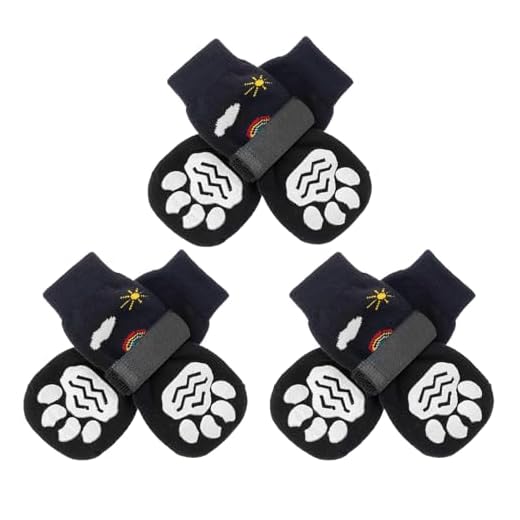 PUPTECK Double Sides Anti-Slip Dog Socks, 3 Pairs Soft Paw Protector with Adjustable Straps, Strong Traction Control for Indoor Hardwood Floors