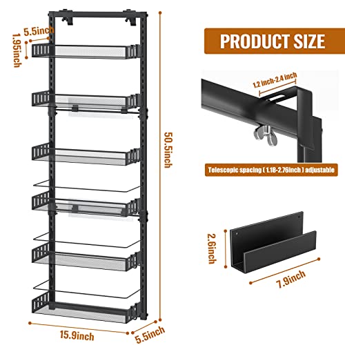 Arstpeoe 6 Tier Over The Shower Door Caddy, Pantry Organizer Rack With Adjustable Hooks, Hanging Shower Organizer Shelf, Basket Storage Rack, Sturdy Shelves Extra Large-Black #TOP1