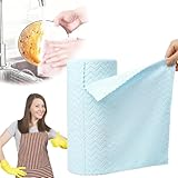 Starfreshi Rollos de paños de microfibra de 30 unidades, paños de cocina húmedos y secos con dibujos animados, paños de papel reutilizables desprendibles, para coches y limpieza de cocinas (Azul)