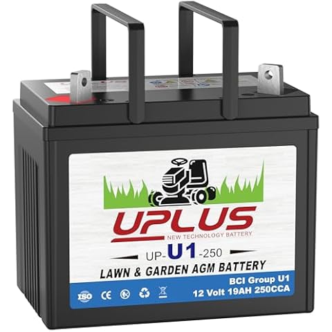 UPLUS U1 Riding Lawn Mower Battery, 12V 250CCA Garden Tractors Battery Maintenance Free AGM Batteries, Fit for John Deere, Cub Cadet, Husqvarna, Craftsman, Toro, Ariens, Poulan Pro and Troy-Bilt Cover