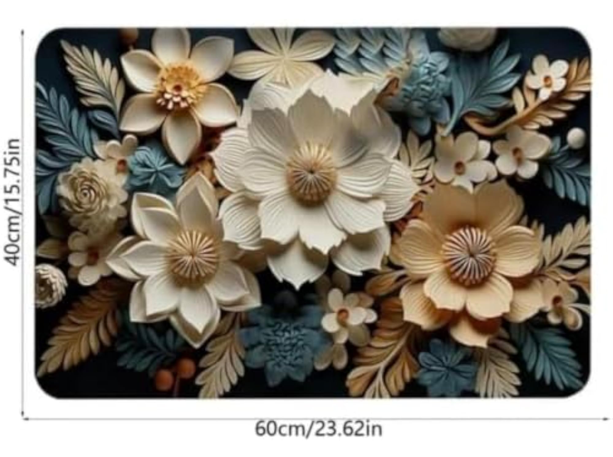3D Floral Bath Mat Combo Pack of 2, Anti-Skid