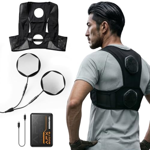 ペルチェベスト【最大-24℃瞬間冷却】5秒速攻冷却 大判化した2ペルチェ搭載 20000mAh 3段階冷感調節 90mm服穴径対応 ファン付き作業服