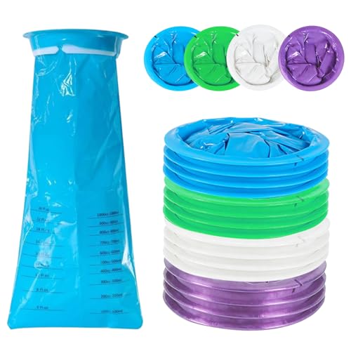 20 Stück Spuckbeutel mit Mundstück und Ring, 1000 ml Hochdichte Auslaufsichere Brechbeutel, Blickdichte Kotztüten Auto mit großer Kapazität, für Kinder, Erwachsene, Schwangere, Reiseübelkeit
