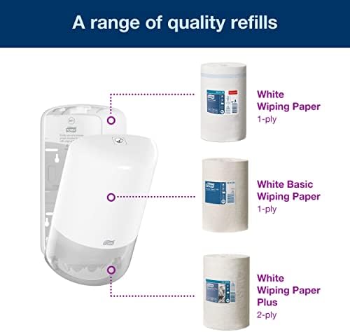 Tork 558000 Mini Centrefeed Dispenser M1 / Paper Dispenser Suitable for Tork Mini Basic Paper, Mini Wiping Paper (Plus), M1 rolls / Paper Towel Dispenser Wall Mounted / Elevation Design White