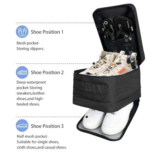 Rangement de chaussures de voyage imperméable lot de 2 zippé noir