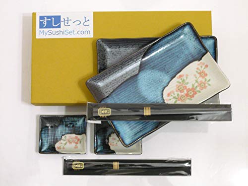Mysushiset.com Sushi Set Made In Japan - Cherry Blossom Japanese Sushi Set For 2, Ceramic Dinnerware Set For Wedding, Birthday, Housewarming #TOP2