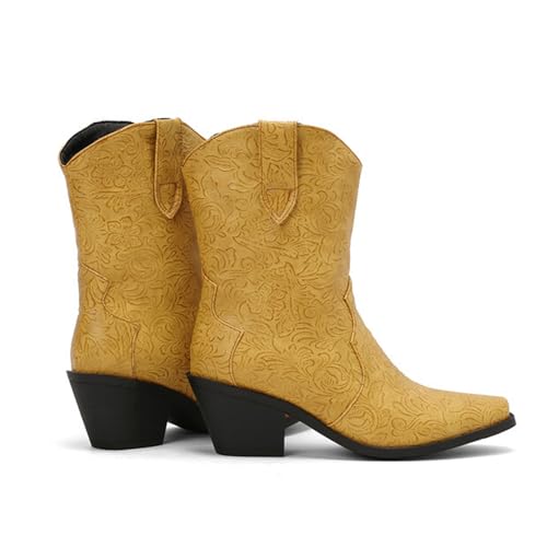 DEERBUNNY Women's IN2 Cowgirls Boots Block Heels Western Ankle Boots Square Toe Fall Cowboy Short Booties Country Concert Boots4