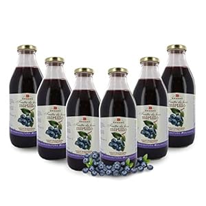 Succo Di Frutta Al Mirtillo In Vetro, 6 Bottiglie Da 750 Ml, Tot. 4,5 Litri