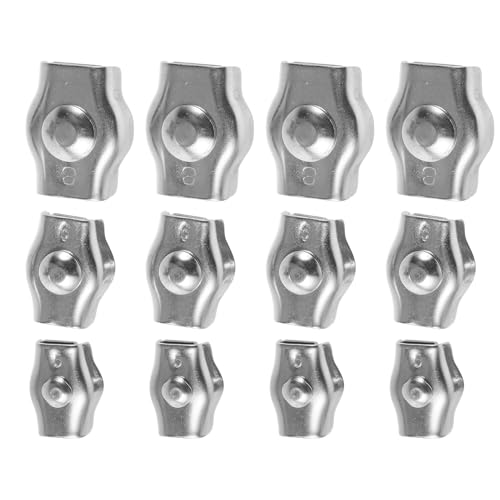HEALSOPTHY 12 Abrazaderas de Clip para Cable de Acero Inoxidable 304, Paquete de 12 Piezas (m5, M6, M8 X 4 Unidades), Abrazaderas Simples de Bloqueo Rápido para Uso Industrial,