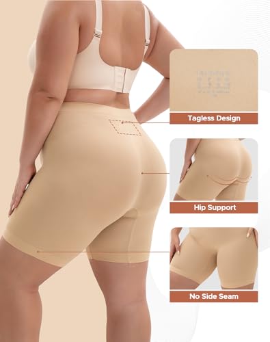INNERSY Women's Plus Size Slip Shorts for Under Dresses Anti-Chafing Smooth Summer Shorts 3-Pack3