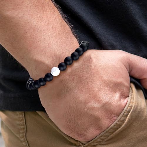 SUMMER LOVE Best Friend Bracelets Couples Bracelets for 2 Matching Yin Yang His and Her Lover Bracelet Jewelry for Bff Friendship Relationship Boyfriend Girlfriend Valentines Gift (Black White Bead)