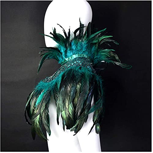 Natural Feather Sequins Shrug Shawl Cloak Collar Gothic Victorian Black Feather Shawl Halloween Dress up4