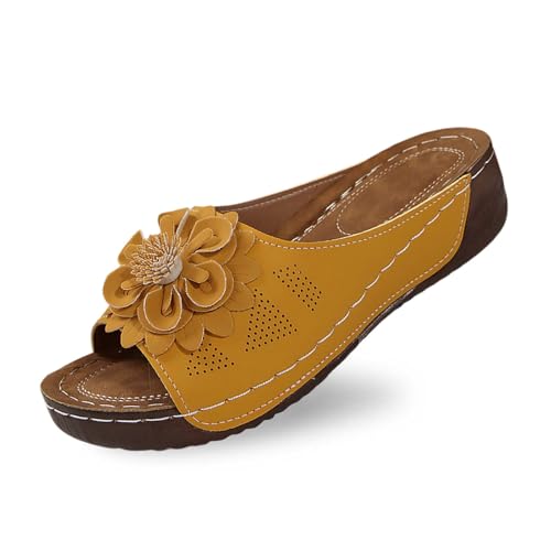Sandales compensées confortables en cuir souple et bout ouvert taille 36-41