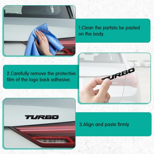 Image of ASUBHA 3D Metal Turbo Car Emblem, Zinc Alloy Universal Car Sticker, Black, Exterior, Front Grille, Trunk, Body, Engine Cover, Interior, Motorcycle, Scooter, Laptop, Tablet, Easy to Install