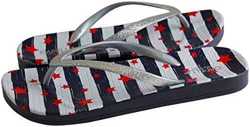 Capelli New York Ladies Fashion Flip Flops With Stars And Stripes Navy Combo 10 #TOP16