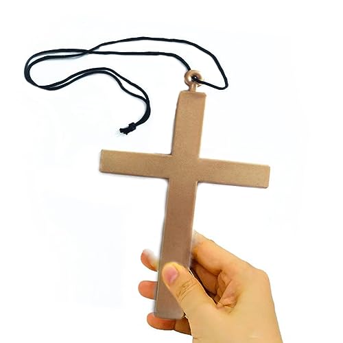 Bohue 2Pcs Halloween Cross Necklace Nun Costume Accessory Gold Priest Vampire Monk Cross Necklace Halloween Fancy Dress for Women Men - Image 3