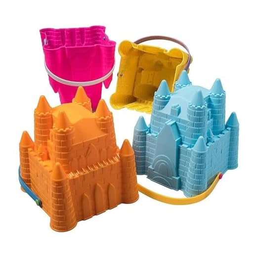 Sand Castle Molds for Kids Set of 4 | Sand Castle Building Kit Beach Toys | Gift Toy for Kids Aged 1 to 9 - Beach Sand Toys Set | Kids Sand Toys Beach Buckets and Shovels
