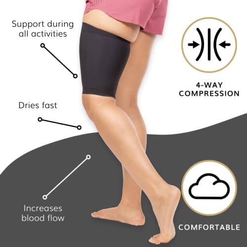 Image of BraceAbility Compression Thigh Sleeve - Support Brace for Hamstring, Runner's Pain, Quad Strains - Men and Women's Leg Relief