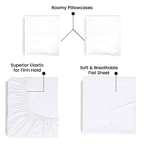 Milano Luxury Collections Cotton And Polyester Blend Bed Sheet - Breathable And Soft Bedding Sheet With 15 Inches Durable Deep Pockets - 4-Piece Bedsheet Set - King/Queen Size (White, Queen) #TOP6