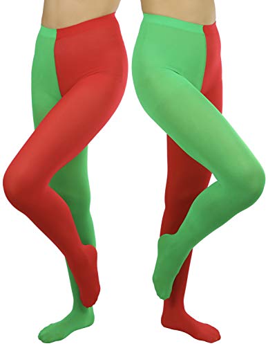 Image of ToBeInStyle Women's Two Toned Vibrant Jester Contrast Opaque Multicolored Tights