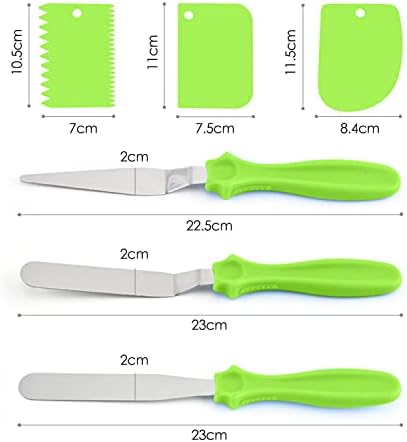 iTGOOS 6 Pcs Icing Spatulas Set Stainless Steel Spatulas Plastic Cake Scrapers Plastic Cake Knife for Cream Spreading Cake Decorating Frosting Pastries Cupcake (TGGB-DIYDGMD-6P)
