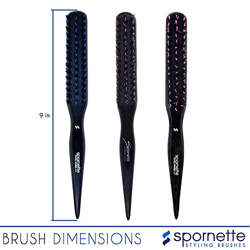 Spornette Little Wonder Teasing Brush, Boar & Tourmaline Nylon Bristles - Tapered Handle For Back Brushing & Combing, Creating Volume, Teasing, & Slicking Hair For Updos (Pink) #TOP6