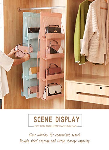 Aarainbow 1 Pack Hanging Handbag Purse Organizer,Breathable Polyester Fiber+Pvc Handbag Organizer,8 Easy Access Pockets,Wardrobe Closet Space Saving Organizers,Washable,41 L X 13.5W (B-Blue) #TOP3