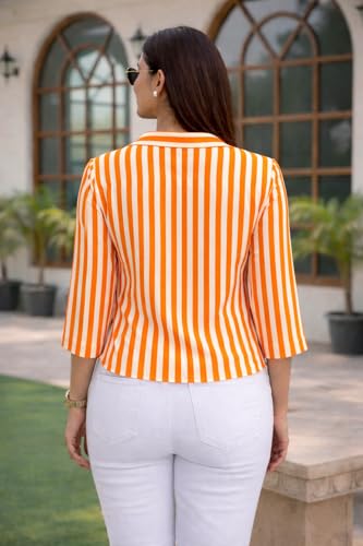 Image of Women's Korean Style 3 /4 Sleeve Oversized Button Down|| Workwear Top Shirt for Office & Casual Wear Women Shirt || Shirt for Woman || Top for Women (L-98-101)