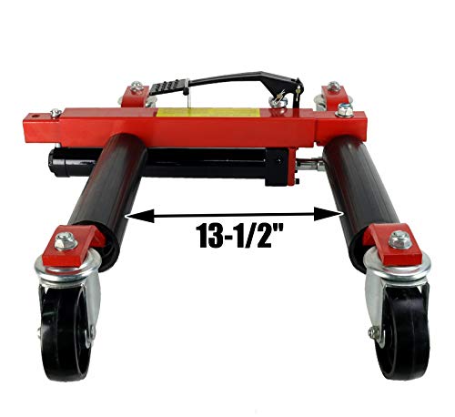 Dragway Tools (2) 12in. Hydraulic Wheel Dolly Vehicle Positioning Jack Lift Hoist with 1500 lb Capacity