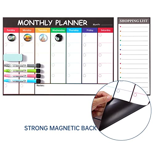 Dry Erase Calendar Whiteboard For Refrigerator - Magnetic Monthly Planner Schedule Board With Shopping List Magnetic Calendar Pad For Family Fridge #TOP6