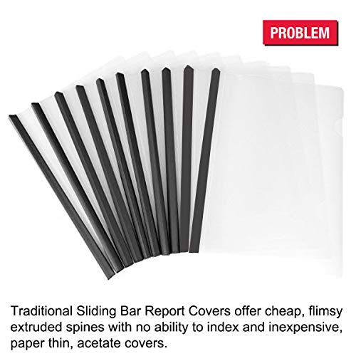 Ultimate Office MagniFile Clear Front Report Covers with Magnified Swing Clamp Spine and Thick Poly Backs. Bind and Index Up to 65 Pages for Reports and Presentations That Stand Out (5 Black Spines)