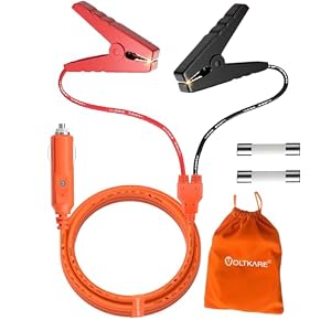VOLTKARE 2,5 m 12 AWG+14 AWG Batterieladekabel, Autobatterieklemmen an Zigarettenanzünderstecker, kompatibel mit Jackery | Bluetti | EF ECOFLOW Solargeneratoren
