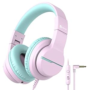 iClever HS19 Hoofdtelefoon voor kinderen, met microfoon, volumebegrenzer 85/94dB, Sharing-functie, opvouwbare…