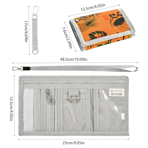 Animals Flowers Wild Orange Kids Wallet for Boys Girls Trifold Sport Outdoor Wallets for Teen Children Youth Wallet with Zippered Coin Pockets Card Holders Front Pocket Wallets with Magic Sticker3